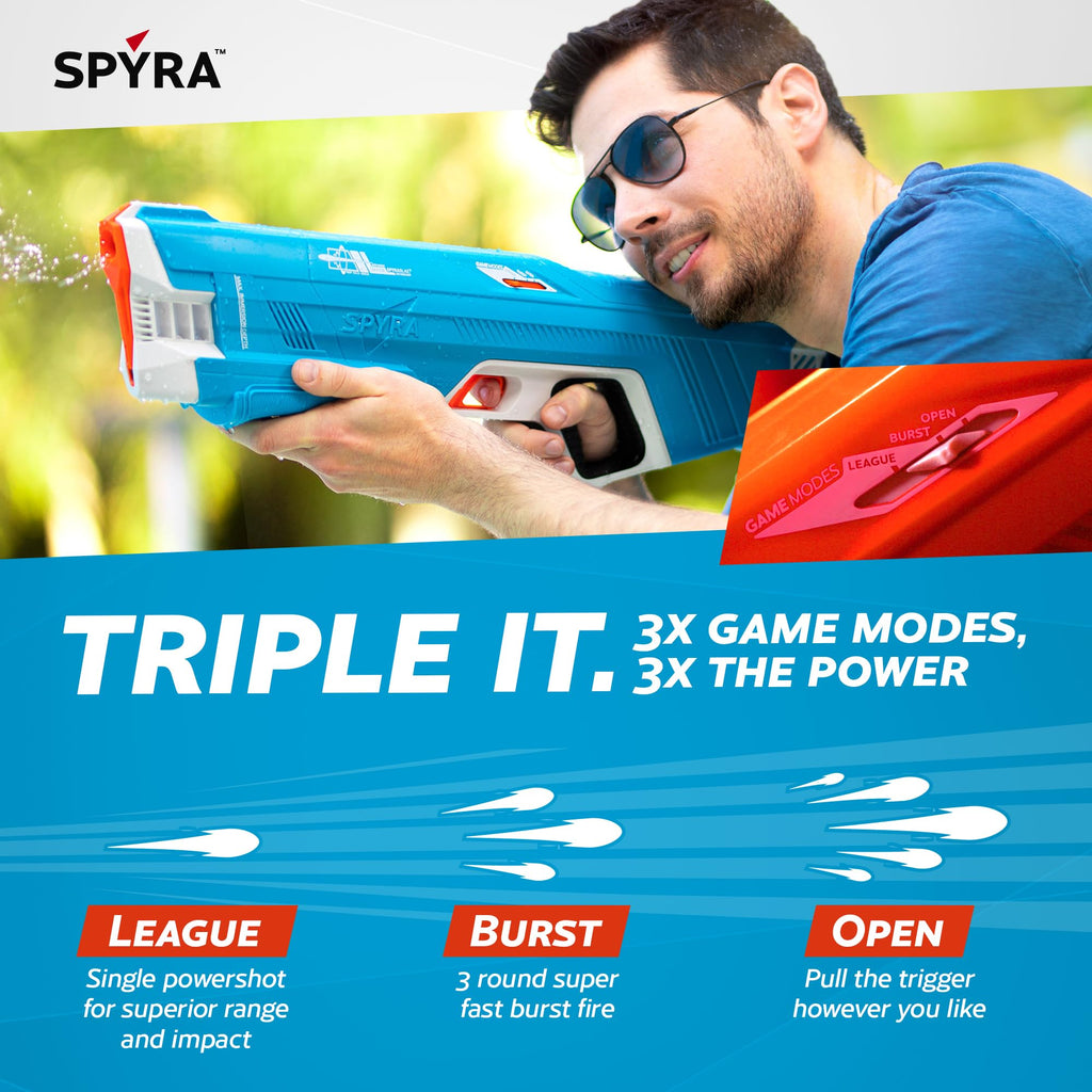 SPYRA Electric Water Blaster, Outdoor Squirt Gun for Pool Games, Blue