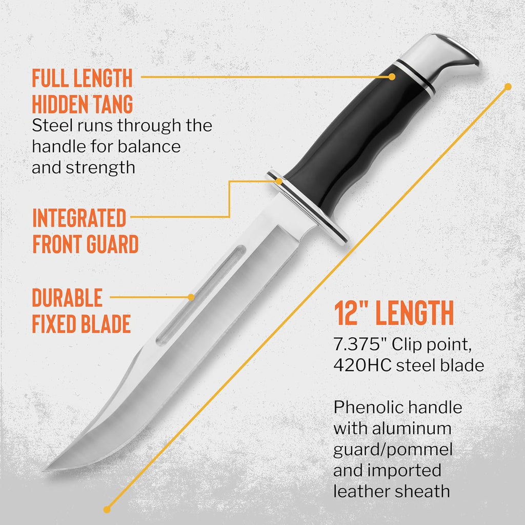 Buck Knives 120 General Hunting Knife with Sheath, Phenolic Handle, 8.3 oz