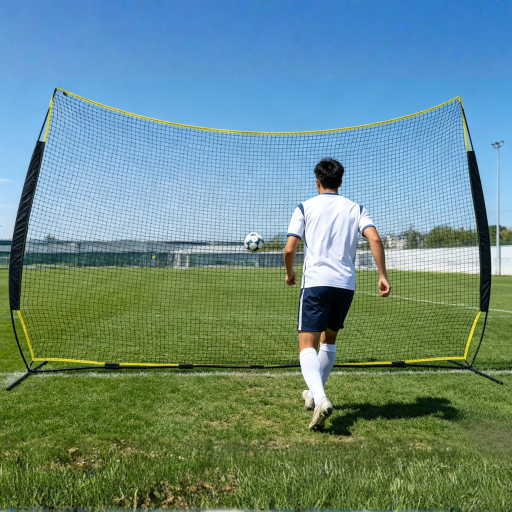 16x10FT Barricade Backstop Net â Heavy Duty All-Ball Sports Barrier Netting, Portable Lacrosse Backstop Net with Carry Bag