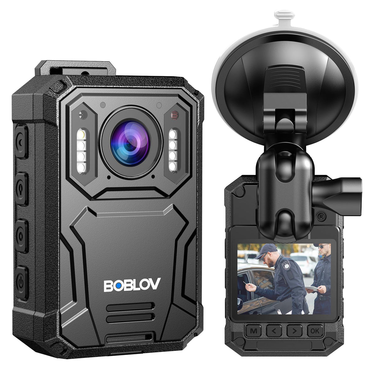 BOBLOV KJ23Pro 2K 128GB Body Worn Camera with Night Vision, 4000mAh Battery