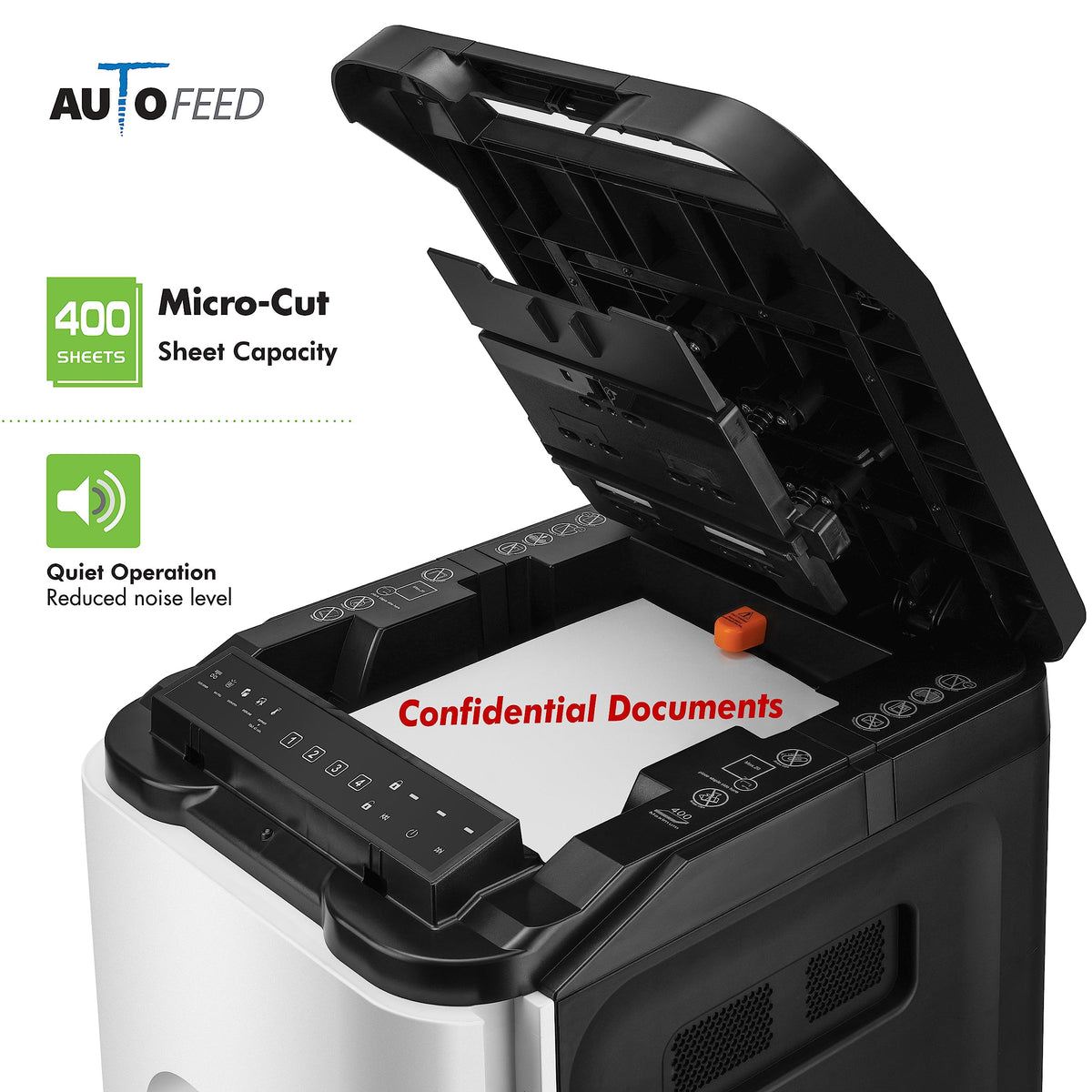 Aurora Professional Grade AU125MA 120-Sheet Auto Feed High-Security Micro-Cut Paper Shredder/60 Minutes/Security Level P-5