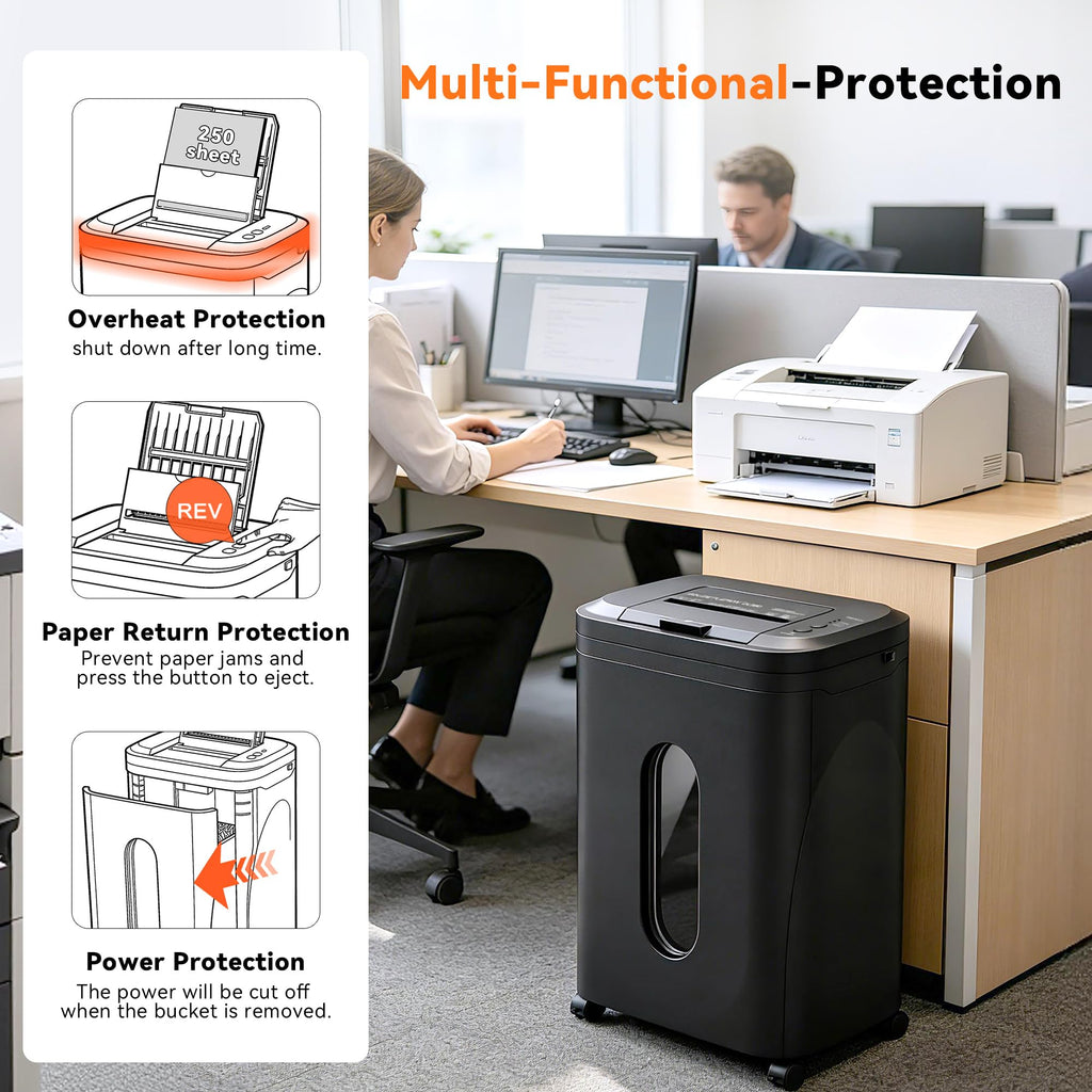 150-Sheet Paper Shredder Heavy Duty, Micro Cut and CDs/Cards, P5 Ultra Security, 60 Min Non Stop Shredder for Home Office, 5.3 Gallon Bin with Wheels, <60 dB (OL289)