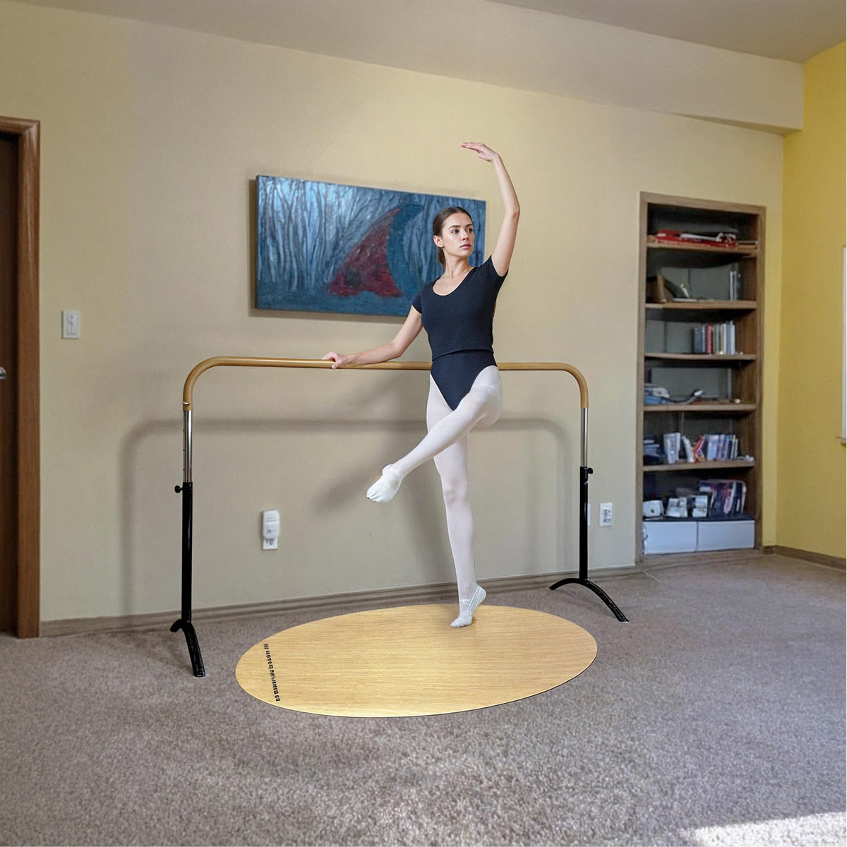 Artan Balance Ballet Barre for Home and Studio Bundle + Portable Marley Dance Floor + Stretching Strap
