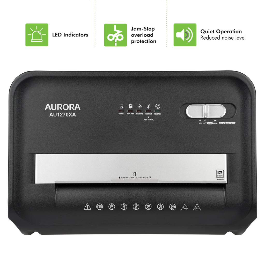 Aurora AU1880XA Heavy Duty Anti-Jam 18-Sheet Crosscut Shredder/60 Min Run Time/ 7-Gallon Pullout Basket and Casters