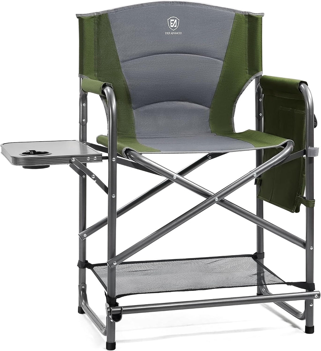 EVER ADVANCED 23.2" Medium Tall Director Chair with Side Table 400LBS Green