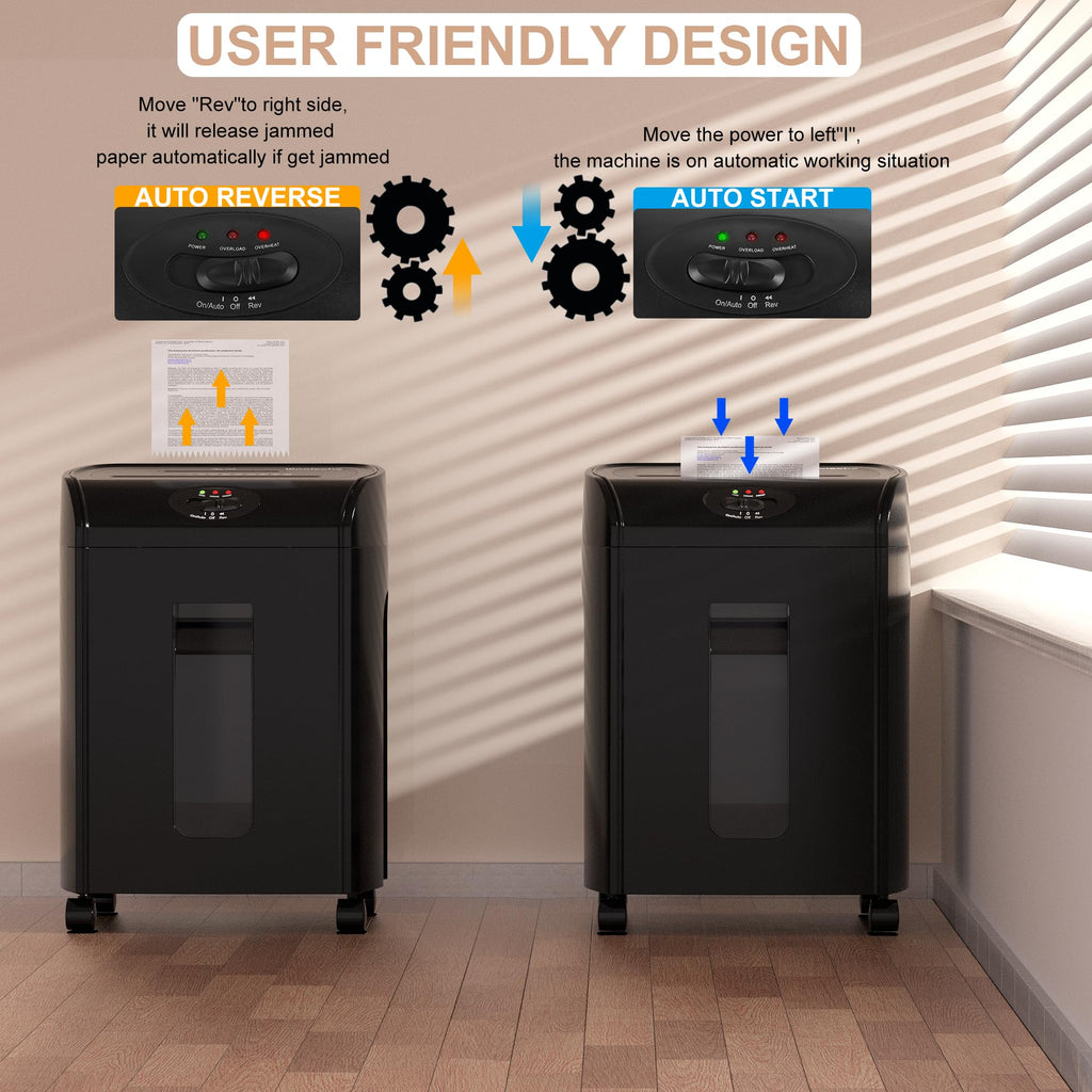 Woolsche Paper Shredder, 18-Sheet Cross Cut with 5.28-Gallon Pull Out Bin, P-4 Security Level, Shred Paper and Credit Card and CD, Durable&Fast with Auto Jam Proof System Shredder for Office