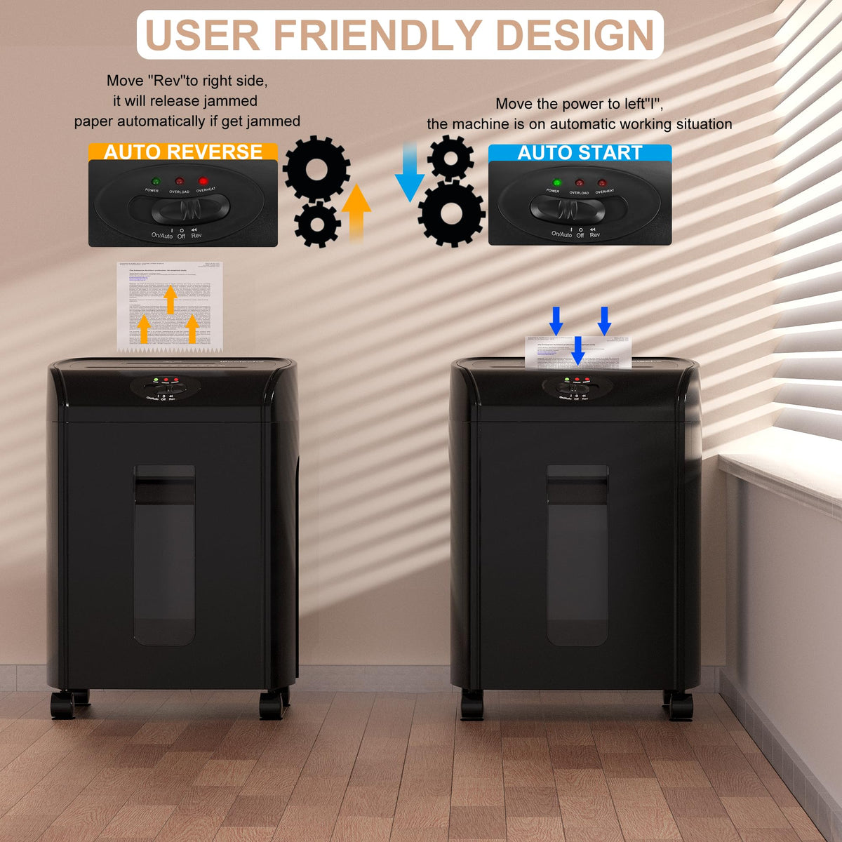 Woolsche Paper Shredder, 18-Sheet Cross Cut with 5.28-Gallon Pull Out Bin, P-4 Security Level, Shred Paper and Credit Card and CD, Durable&Fast with Auto Jam Proof System Shredder for Office
