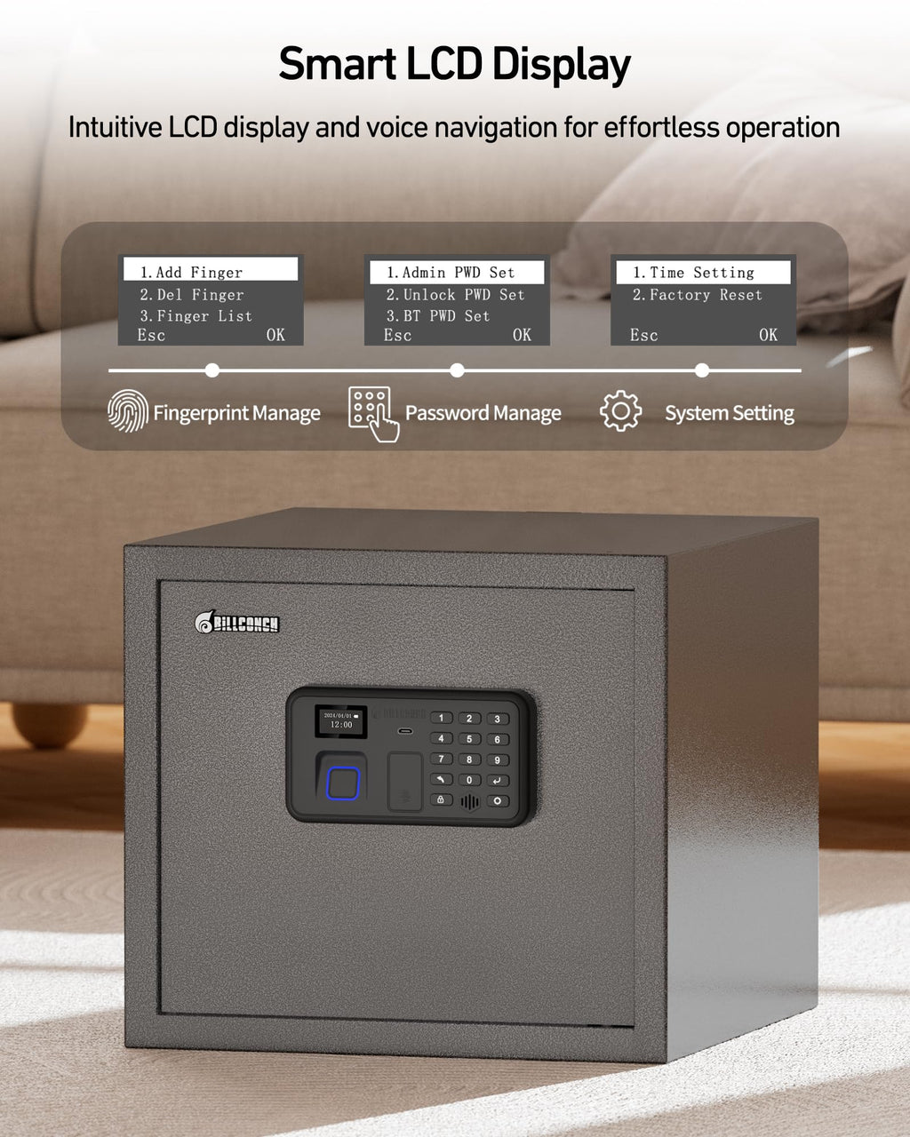 Billconch Smart Gun Safe for Multiple Pistols - Automatic Lock Safe Box
