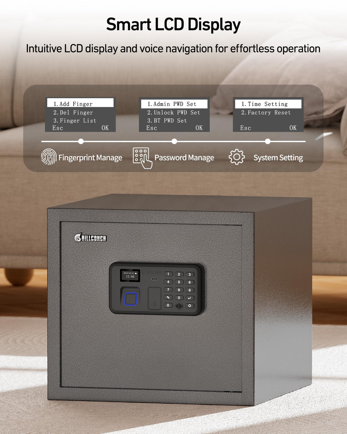 Billconch Smart Gun Safe for Multiple Pistols - Automatic Lock Safe Box