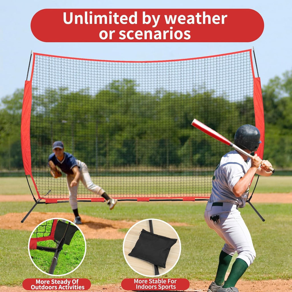 6x7/7x7/16x10/20x10ft Baseball Bating Net,Fix Ball Stop Net by Spike&2 Sandbag,Sports Net Barrier with Handbag,Lacrosse Net Backstop for Basketball,Softball,Baseball Net Barrier for Backyard
