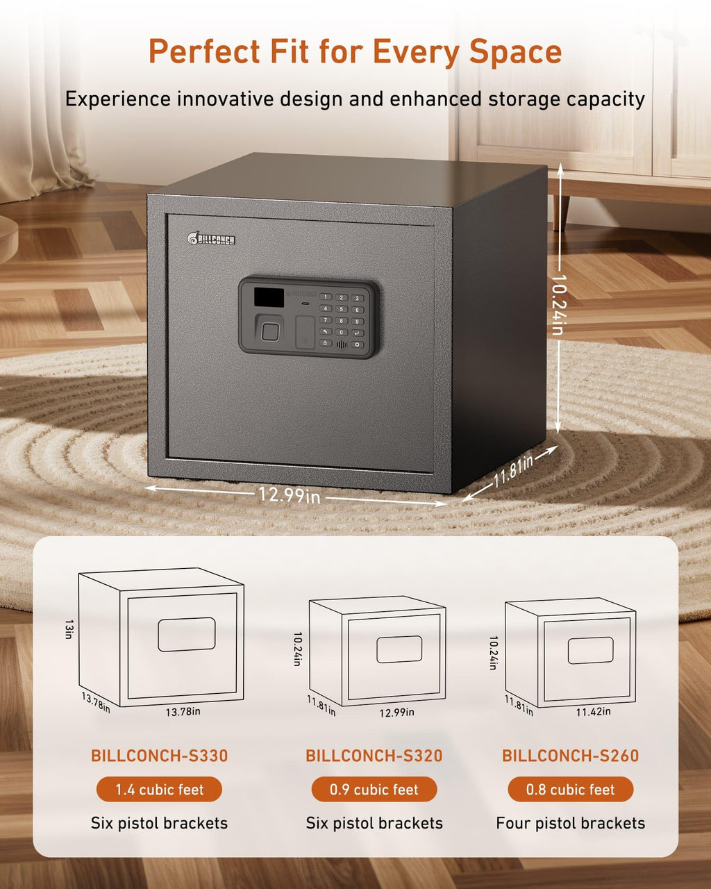 Billconch Smart Gun Safe for Multiple Pistols - Automatic Lock Safe Box
