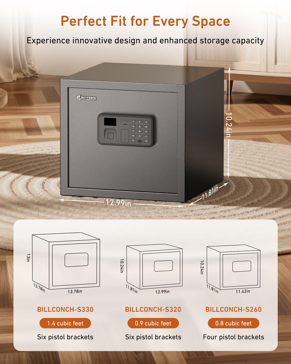 Billconch Smart Gun Safe for Multiple Pistols - Automatic Lock Safe Box