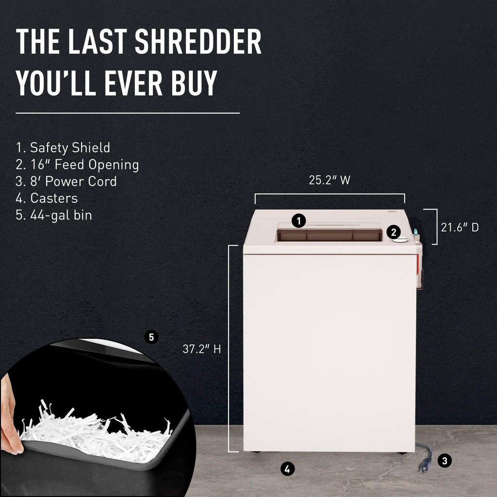 Ideal 4003 Strip Cut Centralized Office Paper Shredder Heavy Duty, Continuous Operation, Shreds 43-45 Sheet Capacity, P-2 Security