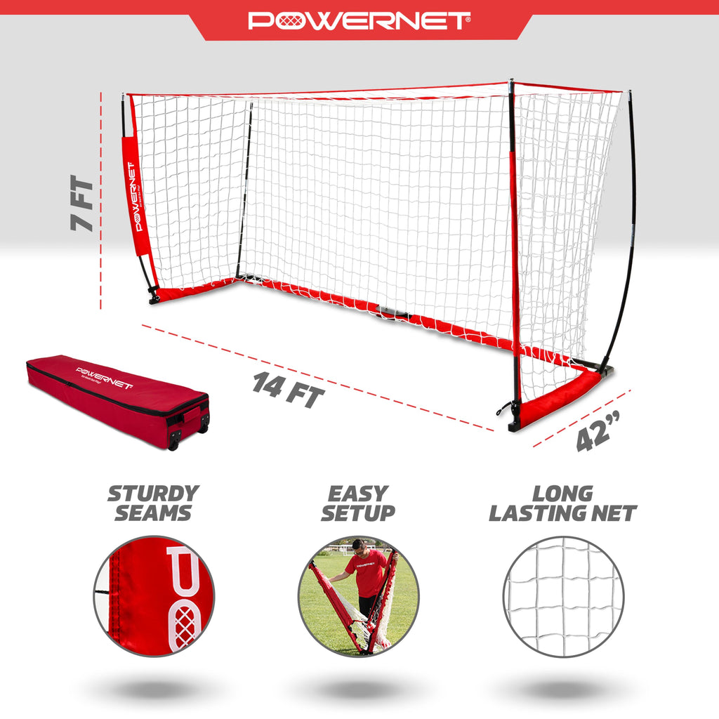 PowerNet Soccer Goal for Backyard, 3Mx2M / 6x4 / 8x4 / 12x6 / 14x7 /18.5x6.5 / 21x7 / 24 x 8 Portable Soccer Net, Sports & Outdoors Training Equipment, Quick Setup 1 Goal & Zipper Storage Bag