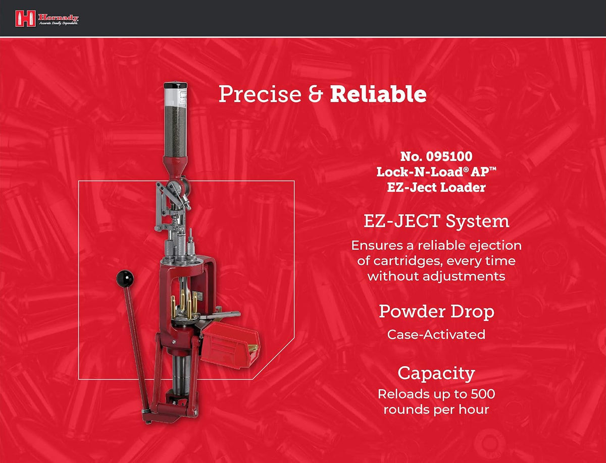 Hornady Lock-N-Load AP Press Loader â Ammunition Reloading Press with Quick Change Lock-N-Load Bushing System, EZ-JECT System and Powder Measure â Enjoy Fast and Reliable Reloading â Item 095100