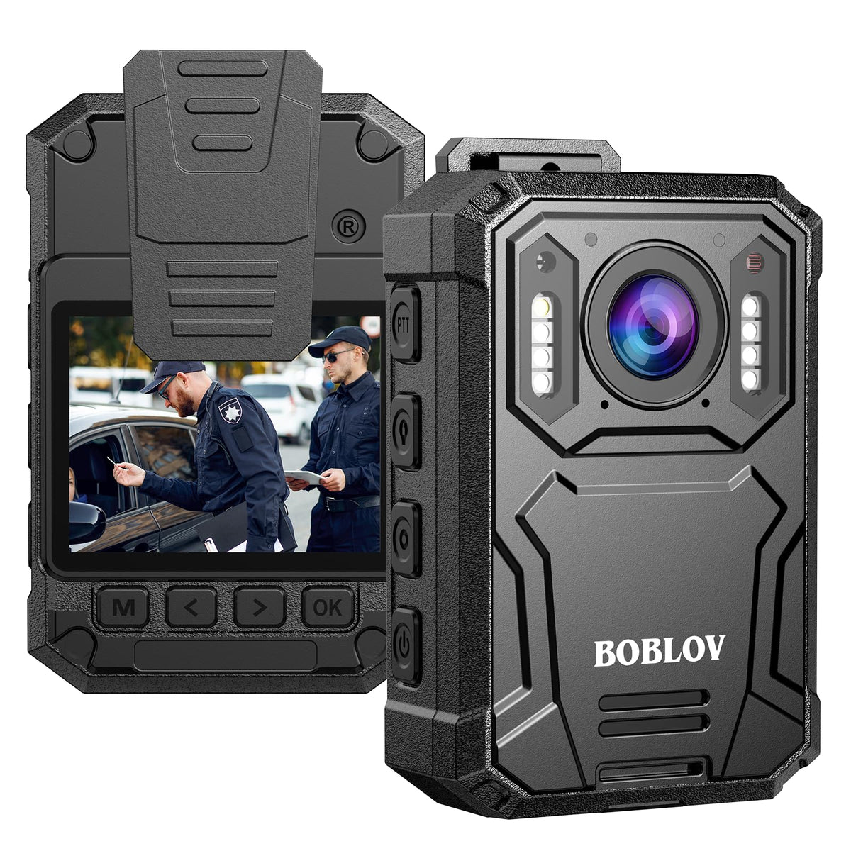 BOBLOV KJ23Pro 2K 128GB Body Worn Camera with Night Vision, 4000mAh Battery