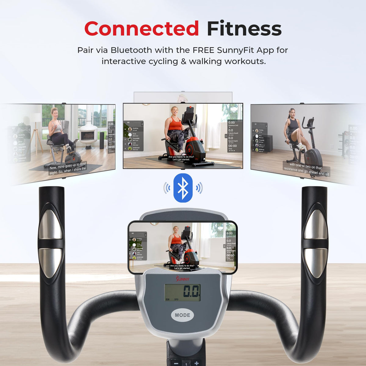 Sunny Health & Fitness Smart Magnetic Recumbent Bike for Home Cardio