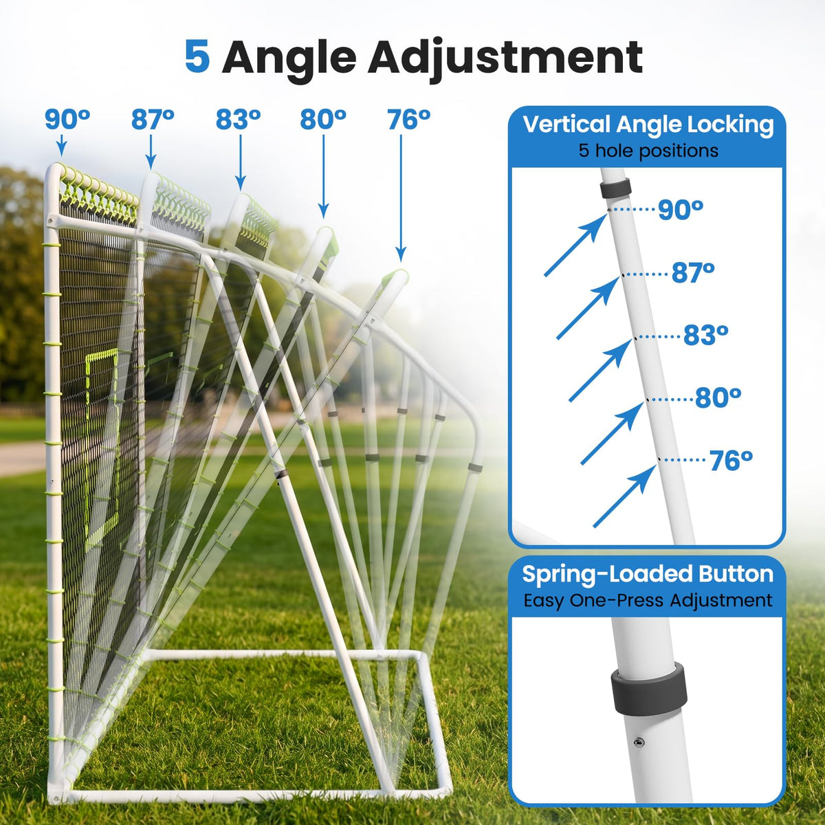 Soccer Rebounder Net, 2-in-1 Soccer Goal & Trainer, 5 Adjustable Angles