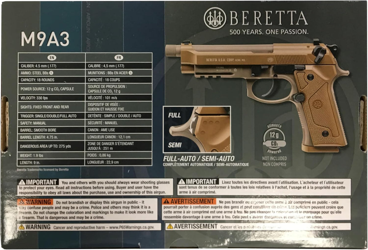 Umarex Beretta M9A3 Blowback Full-Auto .177 Caliber BB Gun Air Pistol