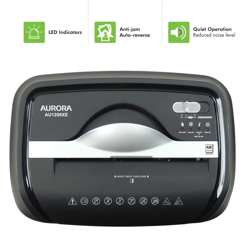 Aurora AU1640XA Anti-Jam 16 Sheet Crosscut Paper/CD and Credit Card/ 5 Gal Pullout Basket Shredder, 30 Minutes Continuous Run Time