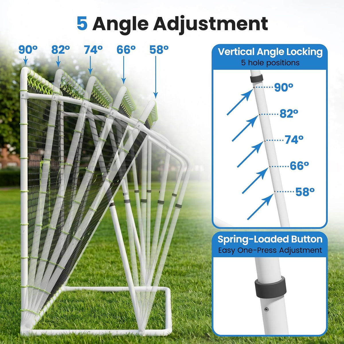 Soccer Rebounder Net, 2-in-1 Soccer Goal & Trainer, 5 Adjustable Angles