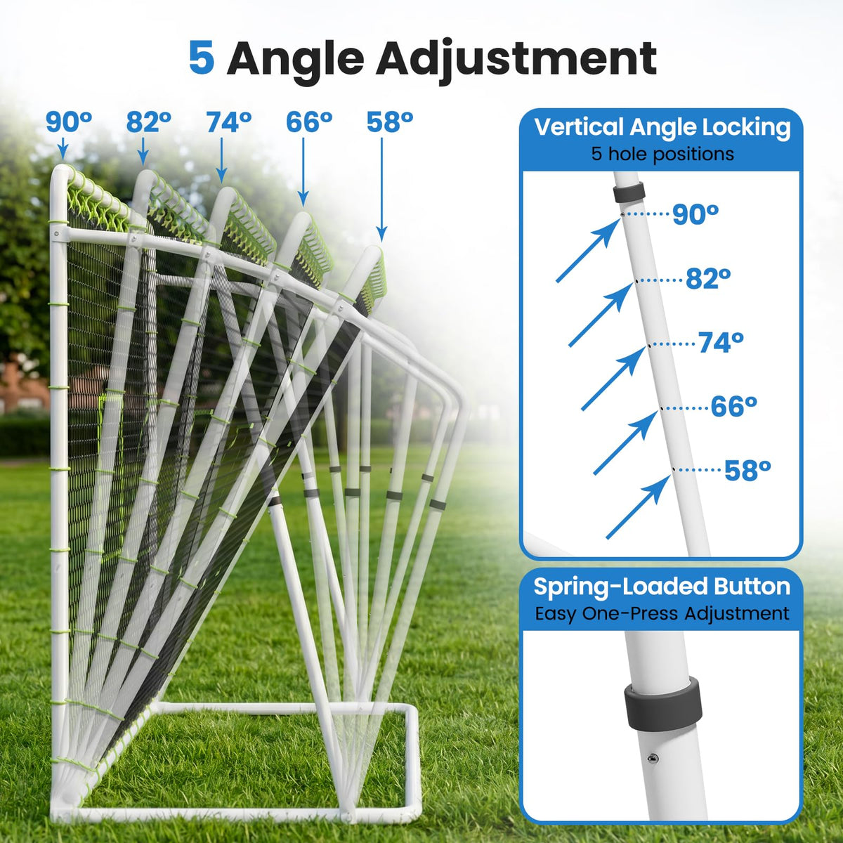 Soccer Rebounder Net, 2-in-1 Soccer Goal & Trainer, 5 Adjustable Angles