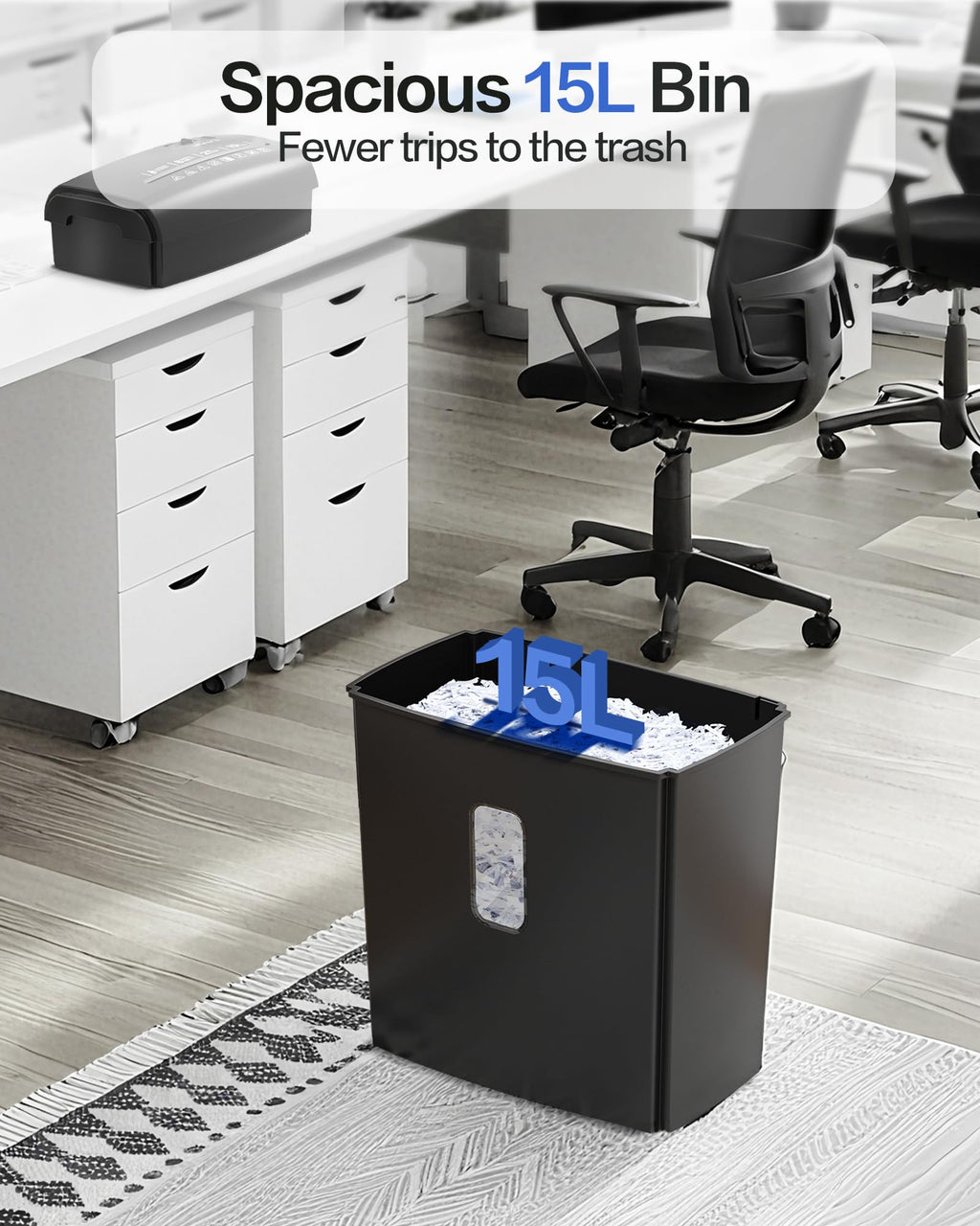 Locksworth 110-Sheet Micro Cut Shredder for Home Office, 6.9 Gallons Bin P-4 High Security Paper Shredder for Credit Card, Staple, Clip, Heavy Duty Commercial Shredders with Casters