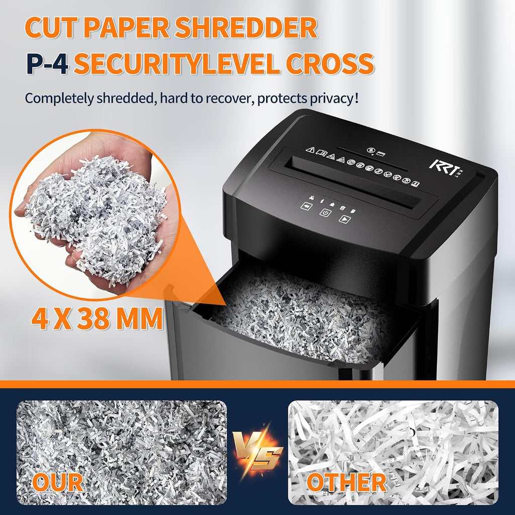 KRT Paper Shredder for Office Home, 18-Sheet Micro Cut Paper Shredder Auto Feed Cross Cut with 8 Gallons Bin, P-4 High Security Level, Shreds CDs/DVDs, Black