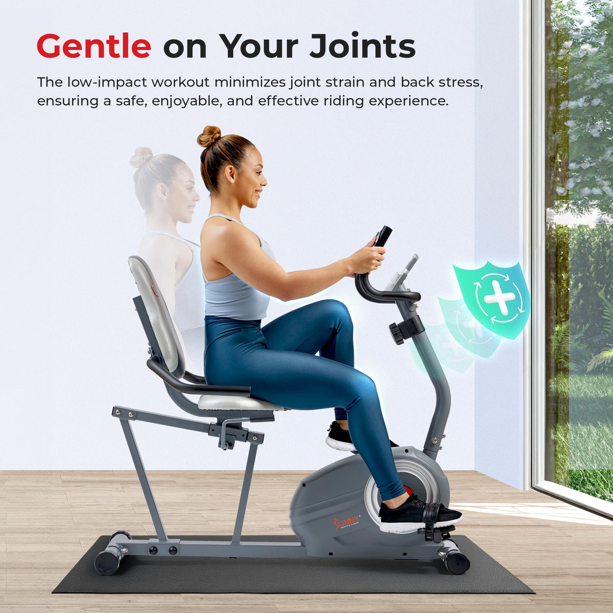 Sunny Health & Fitness Smart Magnetic Recumbent Bike for Home Cardio