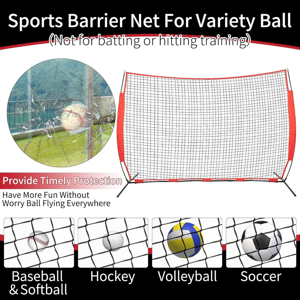 6x7/7x7/16x10/20x10ft Baseball Bating Net,Fix Ball Stop Net by Spike&2 Sandbag,Sports Net Barrier with Handbag,Lacrosse Net Backstop for Basketball,Softball,Baseball Net Barrier for Backyard
