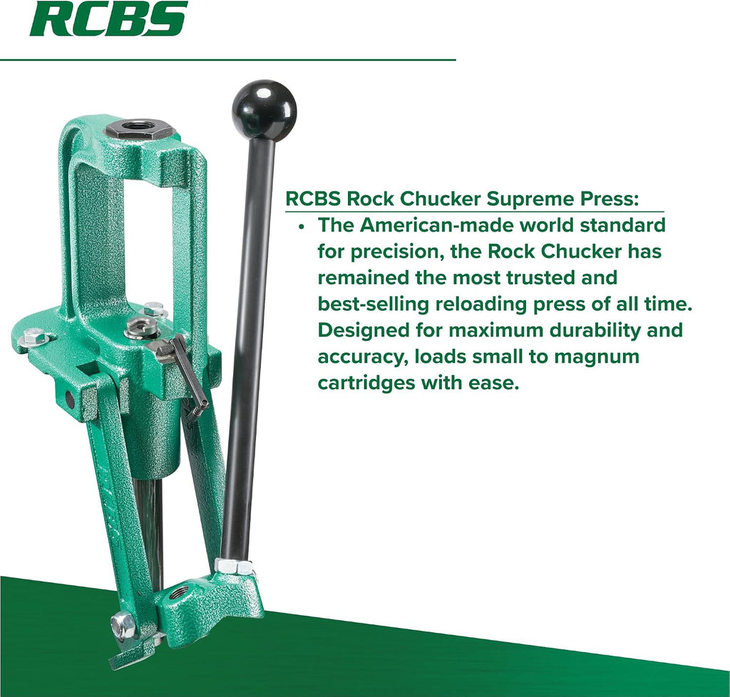 RCBS Rock Chucker Supreme Single Stage Reloading Press â Cast Iron â Green