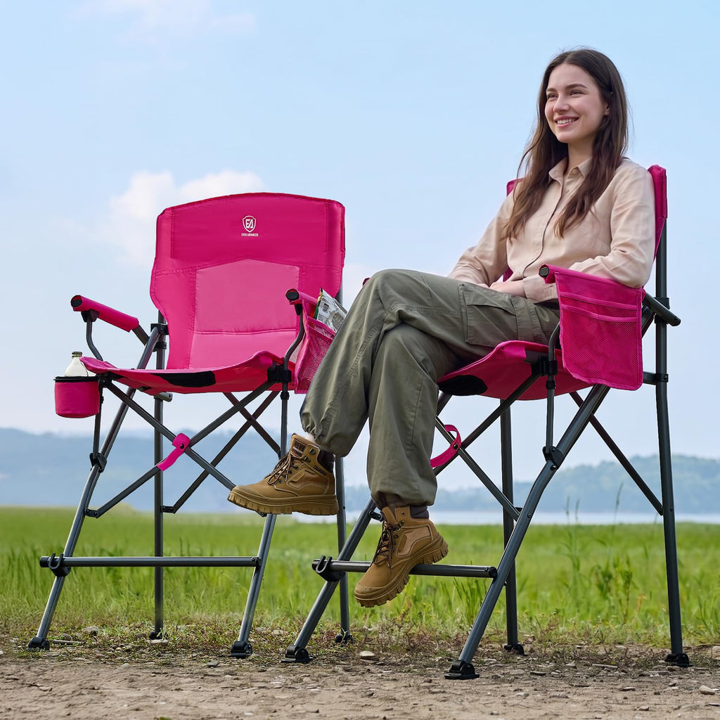 EVER ADVANCED Tall Director Chair 31" Foldable Camping with Carry Bag Black