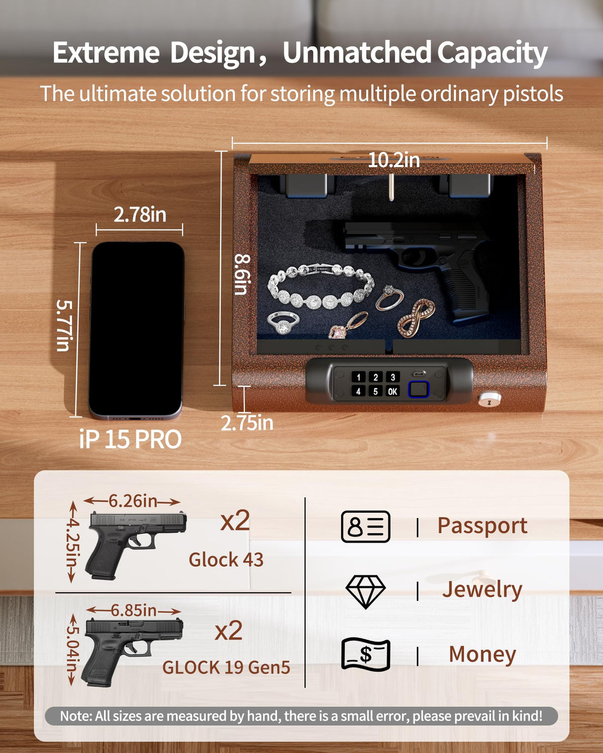BILLCONCH Large Gun Safe Biometric Fingerprint Handgun Pistol Safes