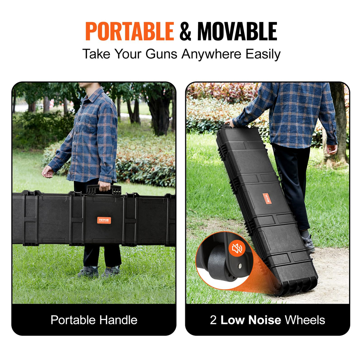 VEVOR Rifle Case, Rifle Hard Case with 4 Layers Fully-protective Foams, Lockable Hard Gun Case with Wheels, IP67 Waterproof & Crushproof, for Rifles or Shotguns