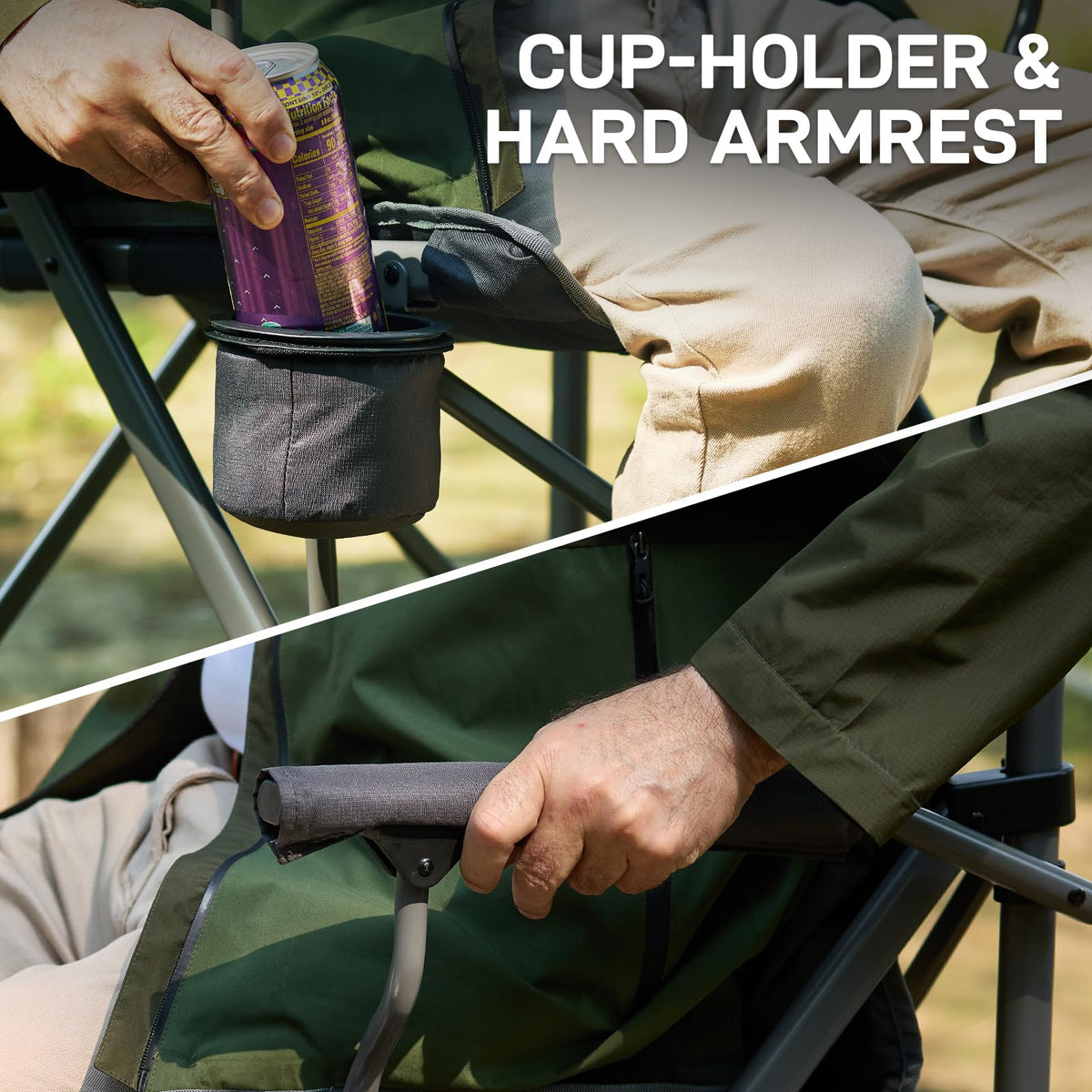 EVER ADVANCED Tall Director Chair 31" Foldable Camping with Carry Bag Black