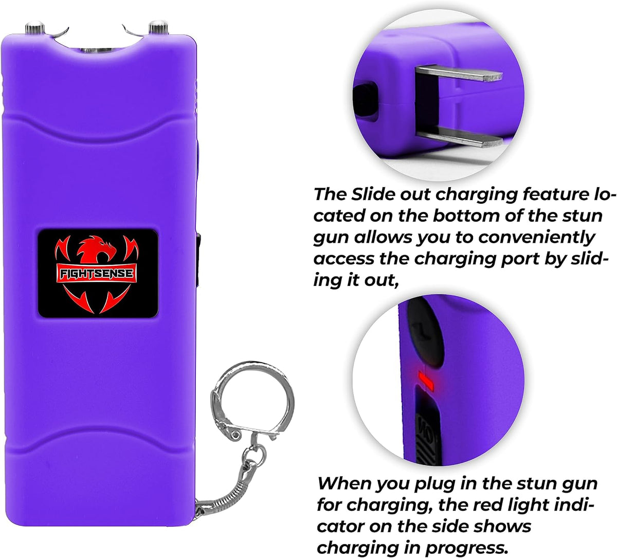 FIGHTSENSE (12 pcs) Wholesale Bulk Stun Gun Flashlight for Men and Women self Defense Device, Rechargeable Stun Gun, Nylon Holsters