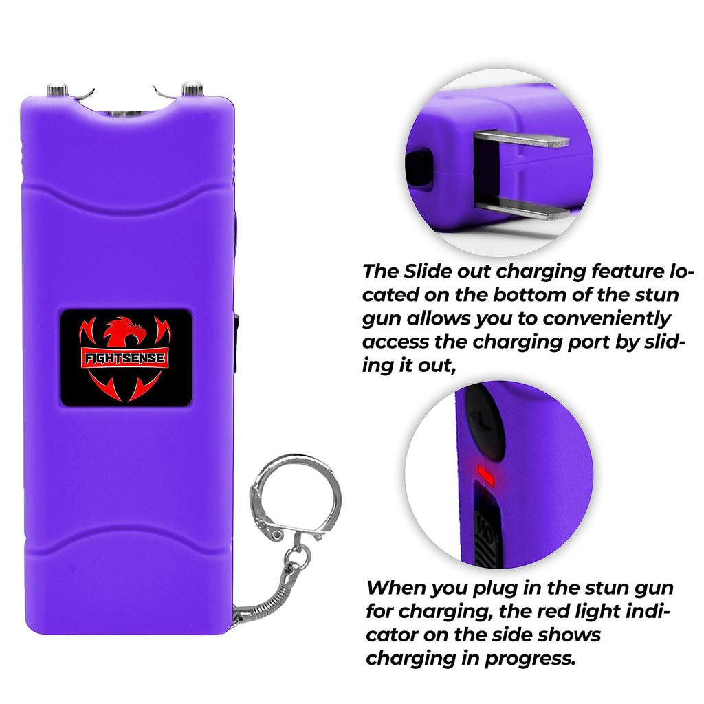 FIGHTSENSE (12 pcs) Wholesale Bulk Stun Gun Flashlight for Men and Women self Defense Device, Rechargeable Stun Gun, Nylon Holsters