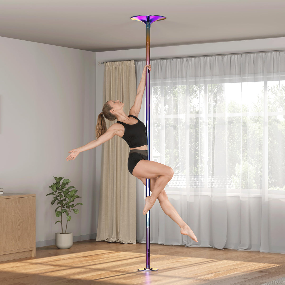 Yaheetech 45mm Portable Spinning & Static Pole Dance Pole for Home