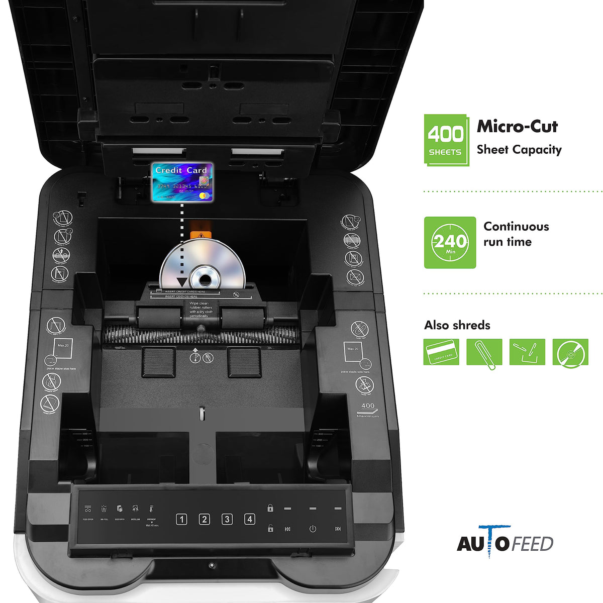 Aurora Professional Grade 12-Sheet Micro-Cut Paper and CD/Credit Card Shredder/ 60 Minutes Continuous Run Time, White/Gray