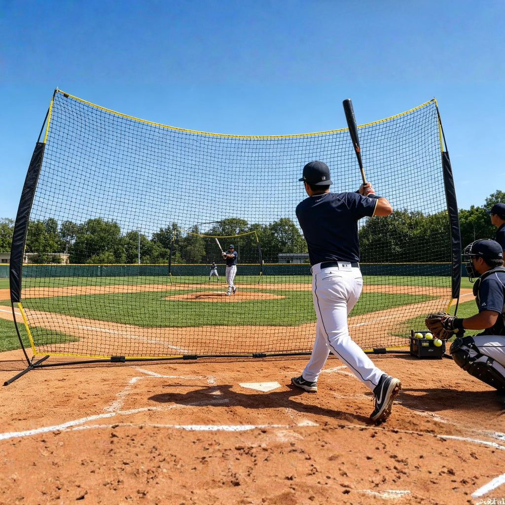 16x10FT Barricade Backstop Net â Heavy Duty All-Ball Sports Barrier Netting, Portable Lacrosse Backstop Net with Carry Bag