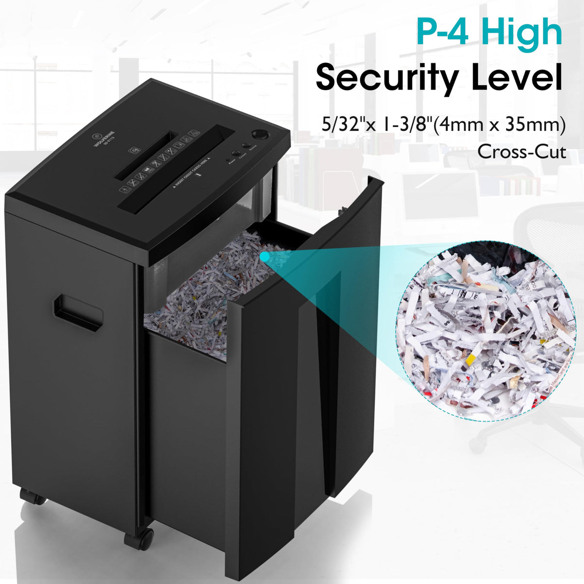 WOLVERINE SD9113 P4 Cross Cut Paper Shredder, Quiet,18 Sheet, 60 Min, White