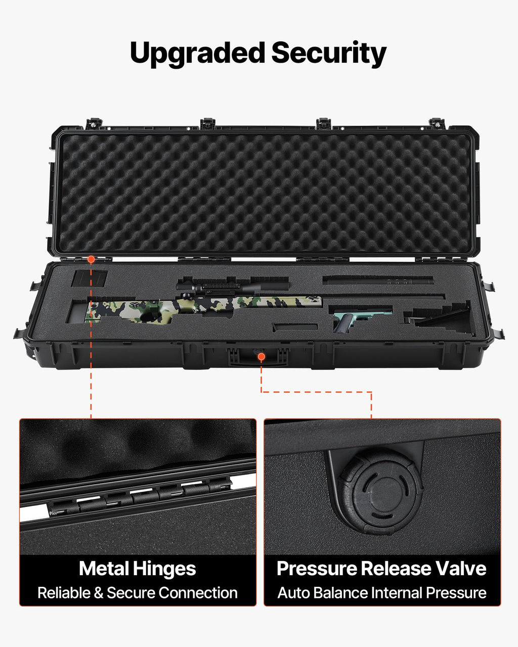 VEVOR Rifle Case, Rifle Hard Case with 4 Layers Fully-protective Foams, Lockable Hard Gun Case with Wheels, IP67 Waterproof & Crushproof, for Rifles or Shotguns