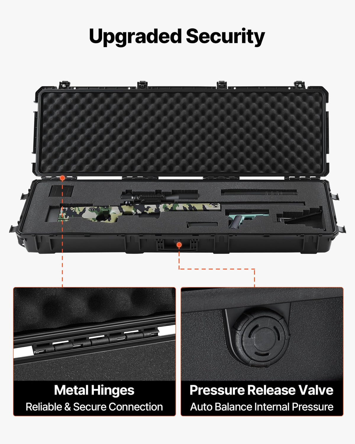 VEVOR Rifle Case, Rifle Hard Case with 4 Layers Fully-protective Foams, Lockable Hard Gun Case with Wheels, IP67 Waterproof & Crushproof, for Rifles or Shotguns