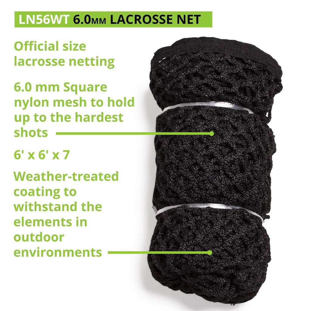 Champion Sports Lacrosse Goal Net - 6mm Official Size White Nylon Net Replacement (Pack of 2)