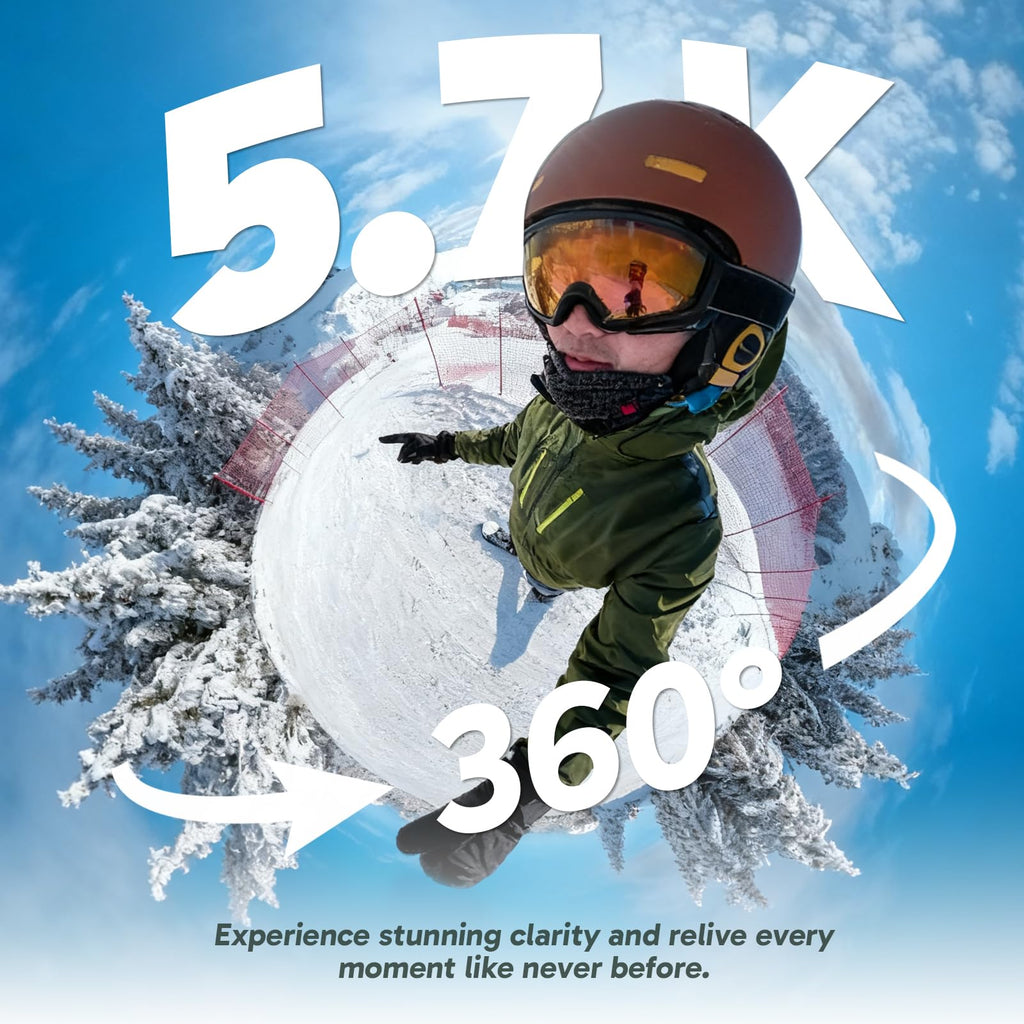 AKASO 360 Action Camera Standard Combo- 5.7K 360 Video with 1/2" 48MP Sensors, 72MP 360 Photo, 360-SuperSmooth, Invisible Selfie Stick Effect, 360Â° Horizon Lock, AI Tracking with 128GB MicroSD Card