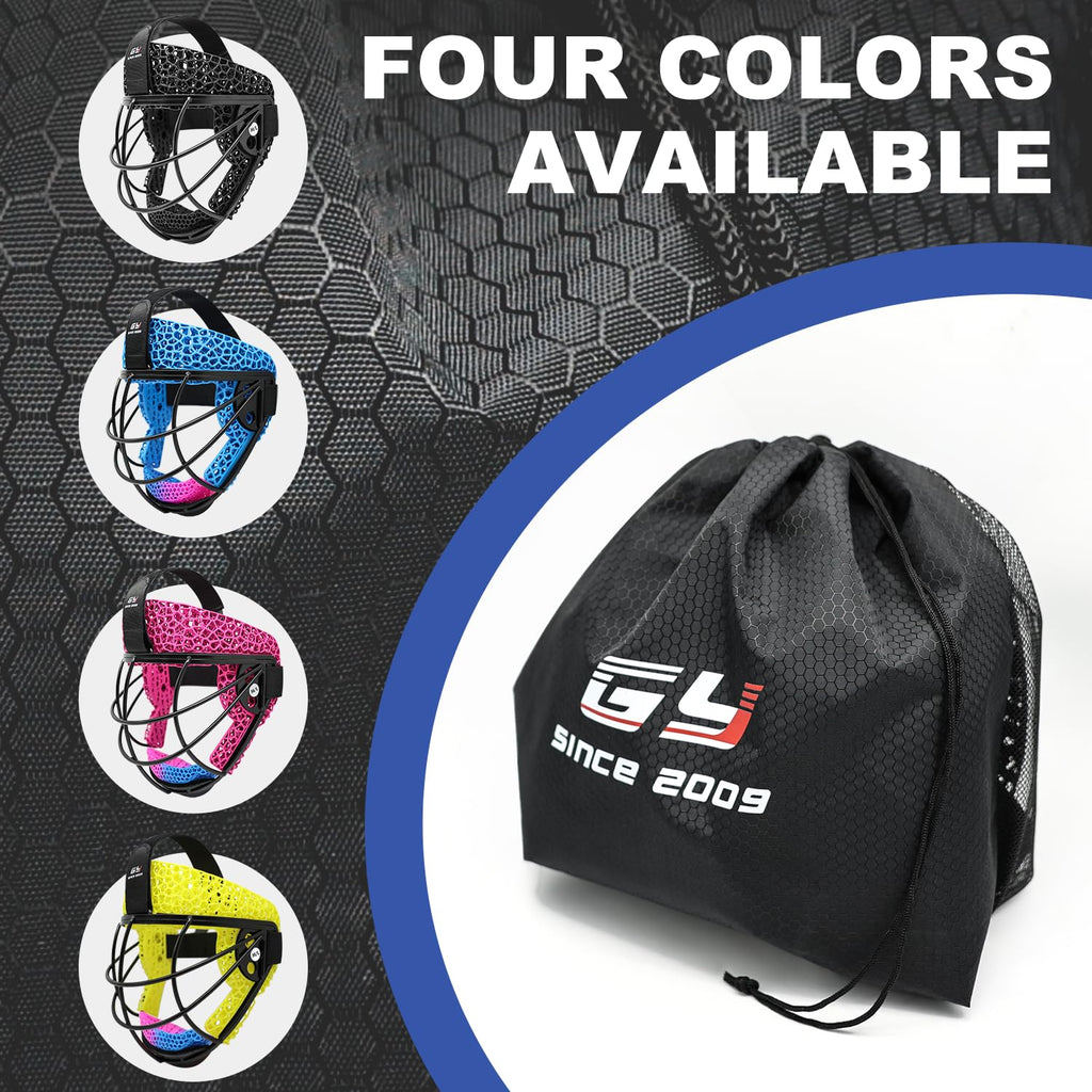 GY Field Hockey Face Mask Men/Women/Youth with 4.5mm 304 Stainless Steel | Ortholite Foam Lining | Protective Rear Shell for Goalkeepers/Penalty Corner Defenders