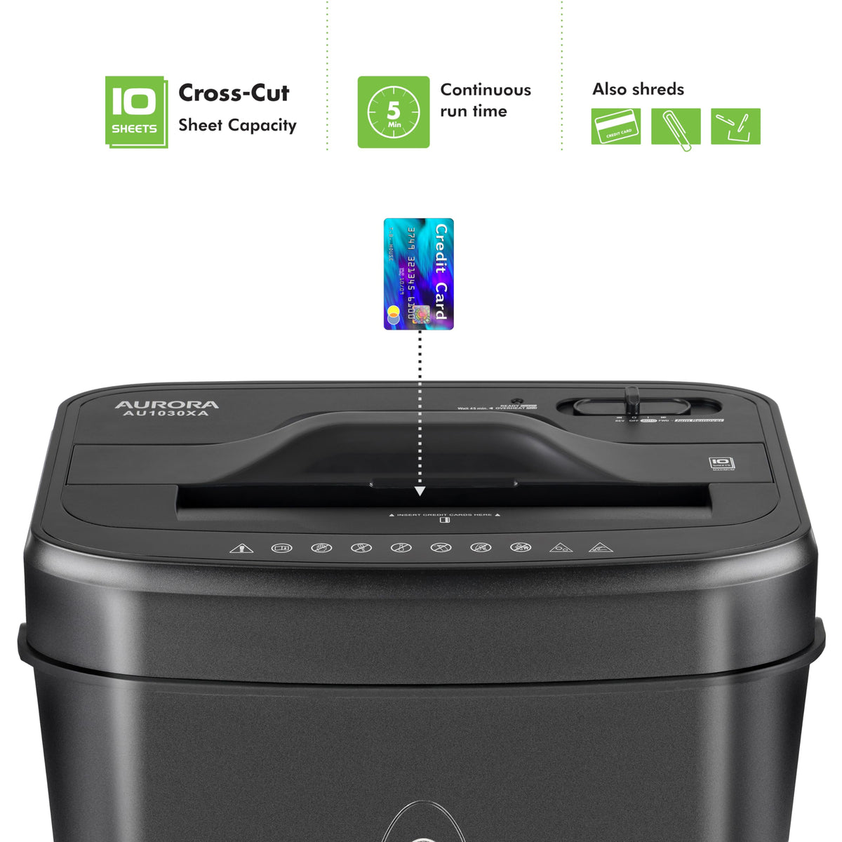 Aurora AU1645XA 16-Sheet Cross-Cut Paper and CD/Credit Card Shredder/5-Gallon Pullout Basket/ 30 Minutes Run Time