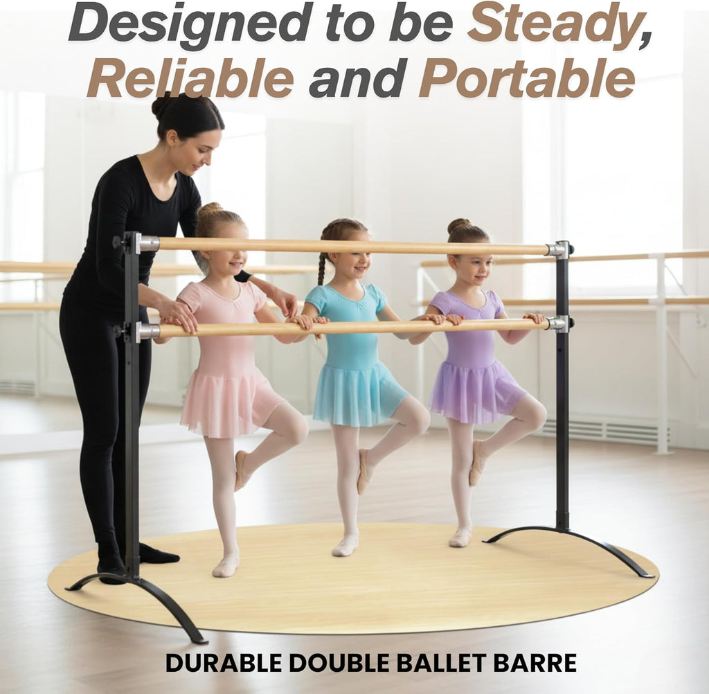 Artan Balance Ballet Barre for Home and Studio Bundle + Portable Marley Dance Floor + Stretching Strap