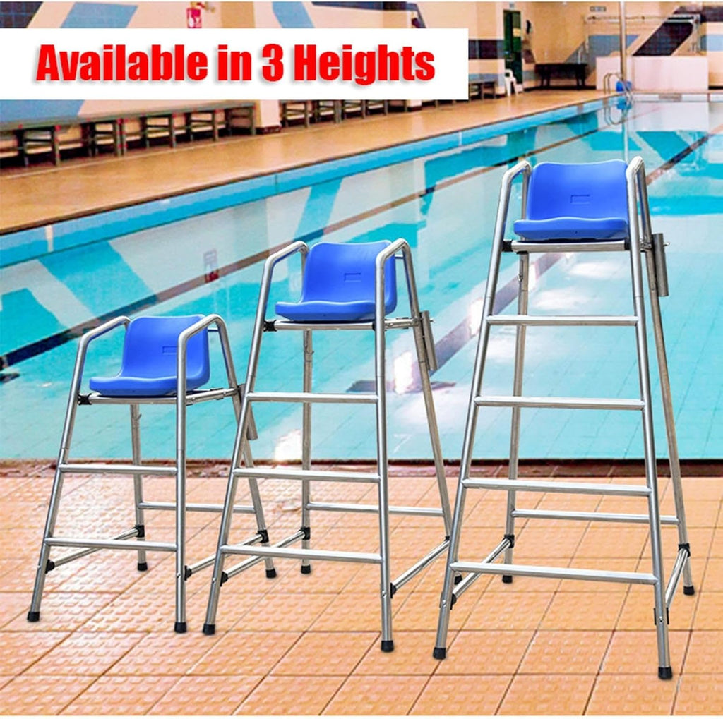 Tennis Volleyball Referee Chair Stand, 120 150 180 cm High Stainless Steel Lifeguard Chair for Pools Patio Lake Beach, Outdoor Extra Tall Life Guard Deck Chairs/Bar Stool(150cm/4.9ft Tall)