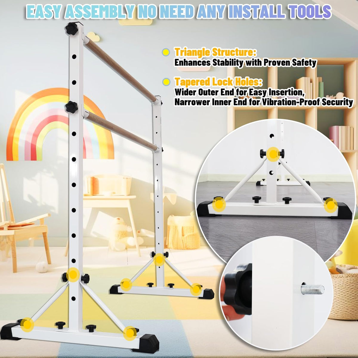 FC FUNCHEER Adjustable Ballet Barre,Portable Dance bar,Fitness Equipment for Dance & Balance Excercise,Super Sturdy for Balance Workout,Weight Limit 250 LBS